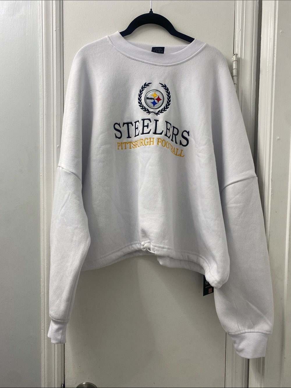 Women's White Crewneck Sweatshirt Pittsburgh Steelers